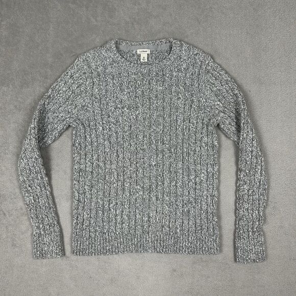 Vintage L.L. Bean Sweater Womens Medium Chunky Cable Knit Pullover Grey LL Slim - Picture 1 of 10